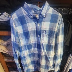 Men's Hollister Long Sleeve Button Down Size M Blue/White Plaid